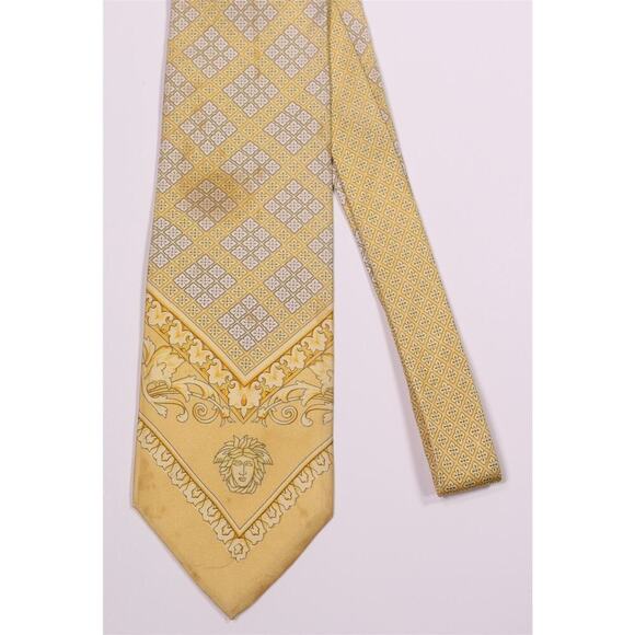 Gianni Versace Gold Medusa Head Baroque Silk Necktie Tie - Picture 2 of 7